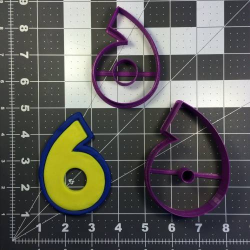 Yellow Blue Number 6 Cookie Cutter Set