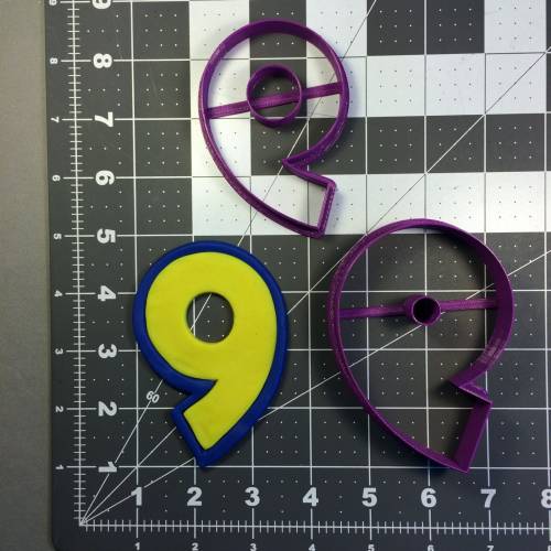 Yellow Blue Number 9 Cookie Cutter Set