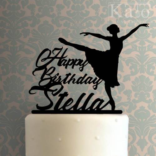 Custom Ballerina Happy Birthday Name 225-B425 Cake Topper