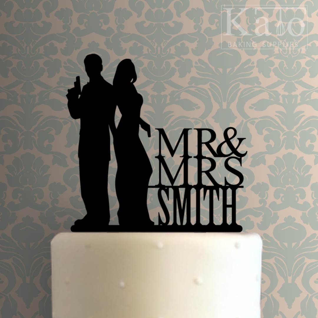 Mid Mod Mr & Mrs 2024 Cake Topper - Gold Metallic Marketplace Cake  Toppers by undefined