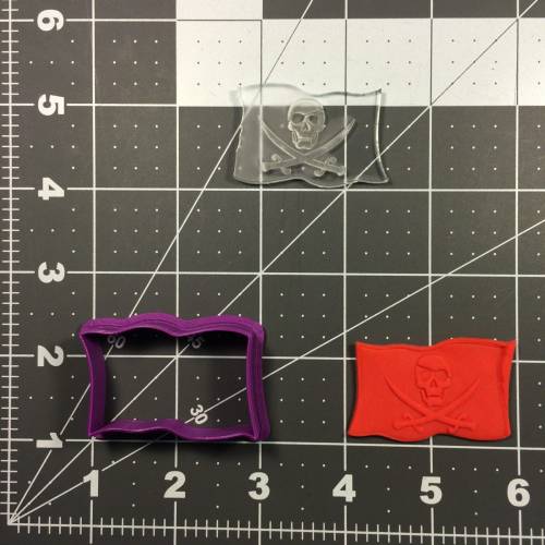 Pirate Flag 100 Cookie Cutter and Stamp (embossed 1)