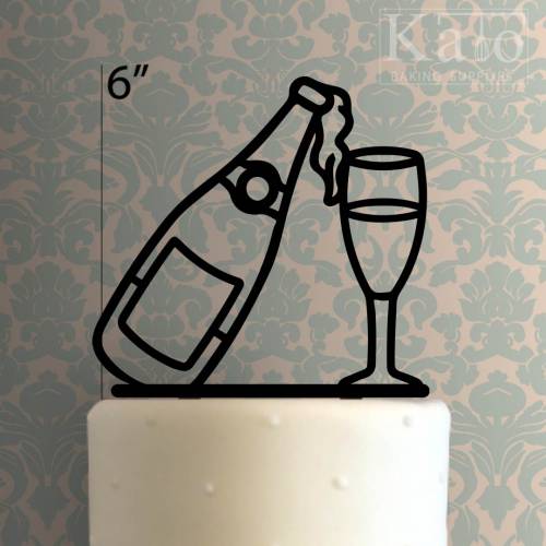 Champagne Bottle And Glass Cake Topper 100