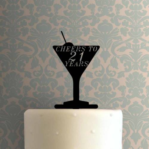 Cheers to Twenty One 21 Years 225-A001 Cake Topper