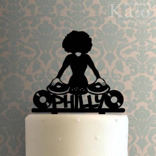 Custom DJ Afro Girl 225-860 Cake Topper