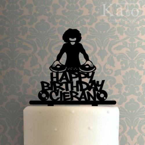 Custom DJ Happy Birthday Afro Guy 225-864 Cake Topper