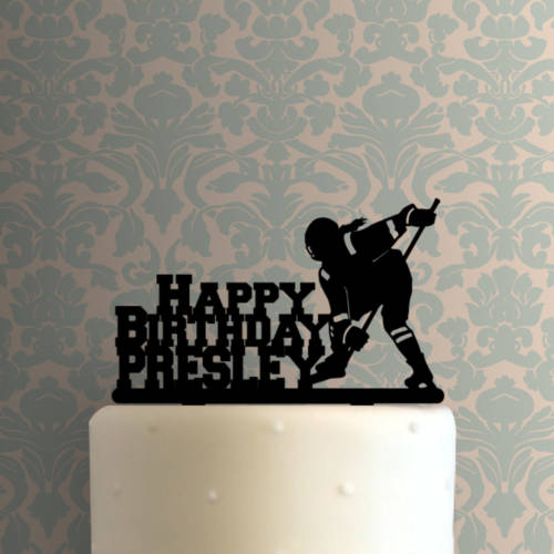 Custom Hockey Happy Birthday Name 225-A011 Cake Topper