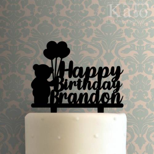 Custom Teddy Happy Birthday 225-558 Cake Topper