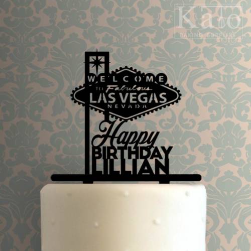 Custom Welcome to Fabulous Las Vegas Happy Birthday 225-745 Cake Topper
