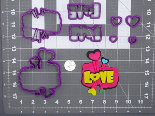 Comic Book Action Bubble - LOVE 266-E584 Cookie Cutter Set