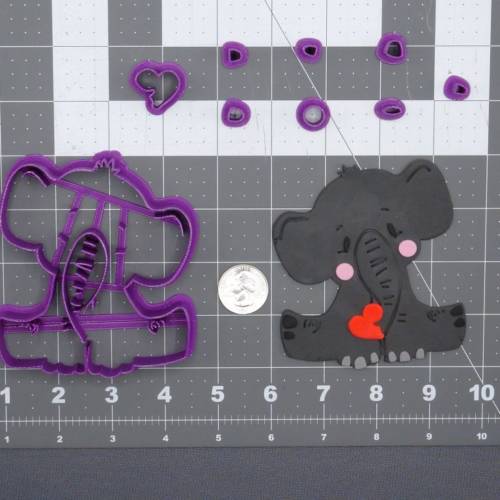 Elephant with Heart 266-E624 Cookie Cutter Set