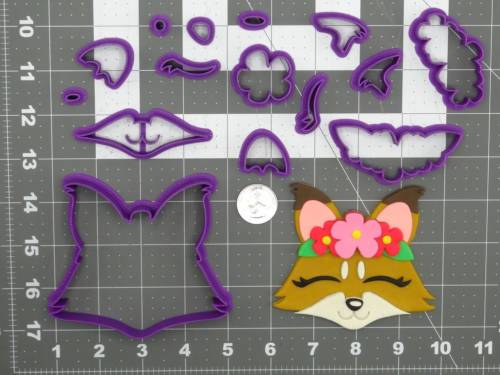 Fox Head with Flower Crown 266-D357 Cookie Cutter Set 4 inch