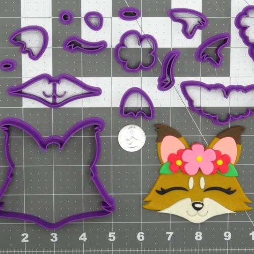 Fox Head with Flower Crown 266-D357 Cookie Cutter Set 4 inch