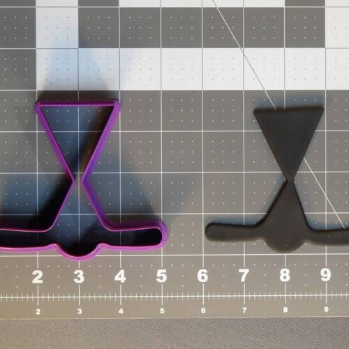 Hockey Sticks and Puck Silhouette 266-C391 Cookie Cutter 4 inch