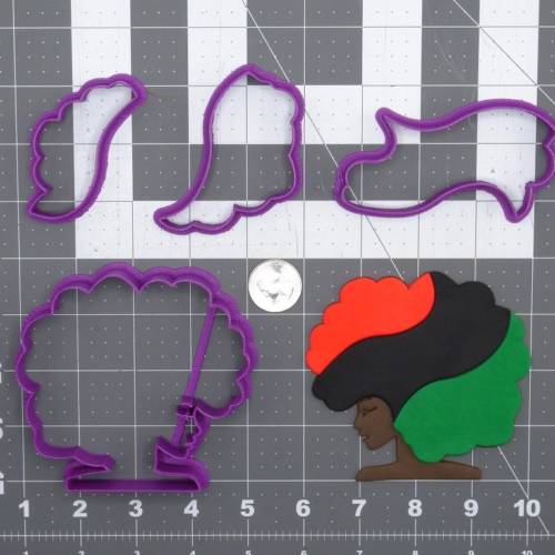 African Flag Afro Girl Head 266-E696 Cookie Cutter Set