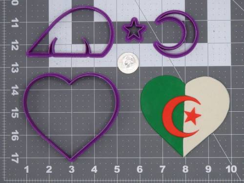 Algeria Flag Heart 266-H593 Cookie Cutter Set