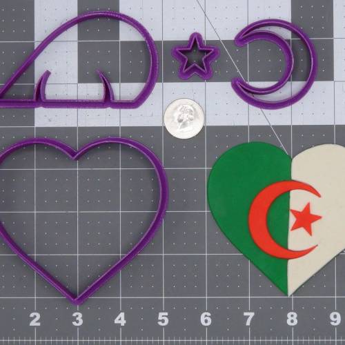 Algeria Flag Heart 266-H593 Cookie Cutter Set